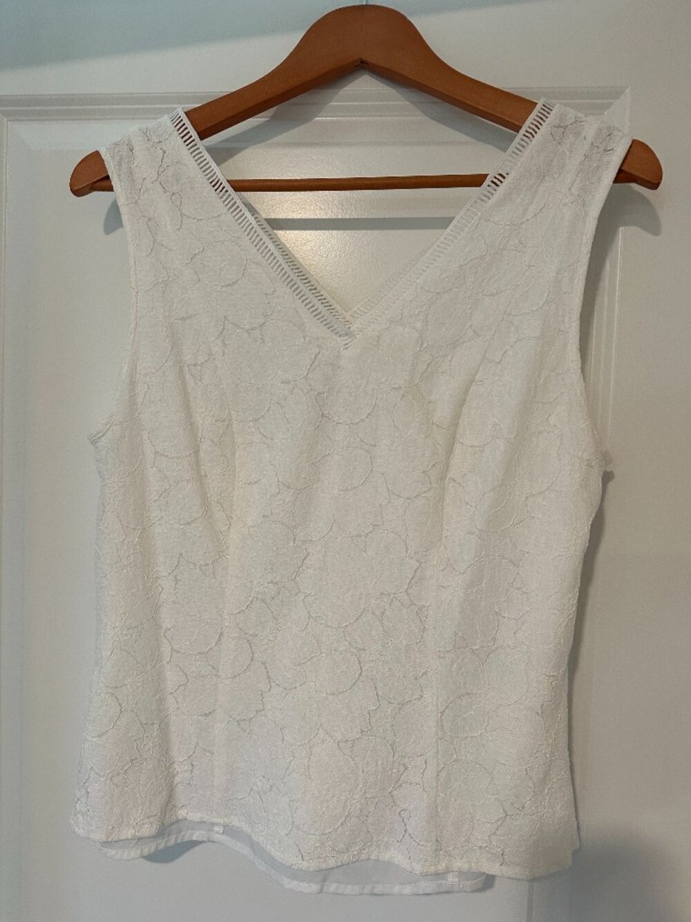 White House Black Market Lined White Lacey Top